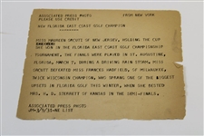 1931 Maureen Orcutt Original Associated Press Photo with Trophy