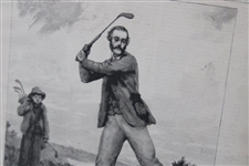 1890 The Graphic Illustrated 'Balfour Playing at Hayling Island' Newspaper - May 3rd - Framed
