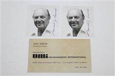 Sam Snead's Personal Pine Tree GC Used Scorecard w/Business Card & Two Signed Photos JSA ALOA
