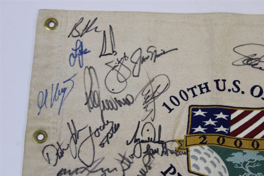 Tiger Woods & 37 other US Champs Signed 2000 US Open at Pebble Canvas Flag JSA ALOA