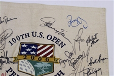Tiger Woods & 37 other US Champs Signed 2000 US Open at Pebble Canvas Flag JSA ALOA