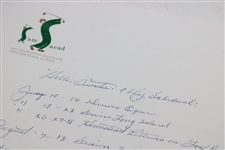 Sam Snead Signed Handwritten Schedule on Personal Letterhead JSA ALOA