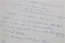 Sam Snead Signed Handwritten Schedule on Personal Letterhead JSA ALOA