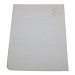 Sam Snead Signed Handwritten Schedule on Personal Letterhead JSA ALOA