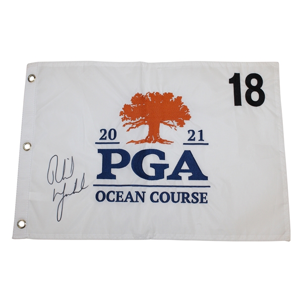 Phil Mickelson Signed 2021 PGA Championship at Kiawah Embroidered White Flag JSA ALOA