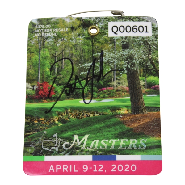 Dustin Johnson Signed 2020 Masters Tournament SERIES Badge #Q00601 JSA ALOA