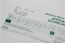 Tom Watson Scorecard From 1998 GTE Byron Nelson Classic David Toms Marker