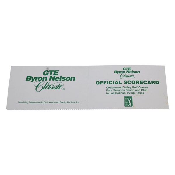 Tom Watson Scorecard From 1998 GTE Byron Nelson Classic David Toms Marker