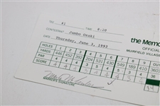 Jumbo Ozaki Scorecard From 1993 Memorial Tournament Mark Mccumber Marker