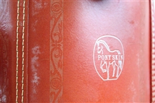 Ed Dudley's Personal Used Spalding Pony Skin Golf Bag w/ANGC Bag Towel, 1963 WGA & Broadmoor Badge