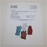 Four (4) of Ed Dudley's Personal Used Vintage Golf Gloves - Red/White/Blue/Brown