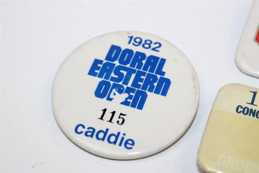 Five (5) 1982 Official Caddy Badges - Eastern, Greater Milwaukee, Bay Hill & others