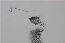 Artist Proof (Ap/2) Pencil Drawing Lithograph Of Ben Hogan, Signed By Artist Edward Kasper