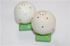 Vintage Ceramic Golf Ball Salt Shaker Set Made In Japan