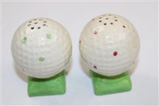 Vintage Ceramic Golf Ball Salt Shaker Set Made In Japan