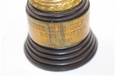 WWII Era Best Putter Gold Colored Golf Ball Trophy Holtite Golf Club
