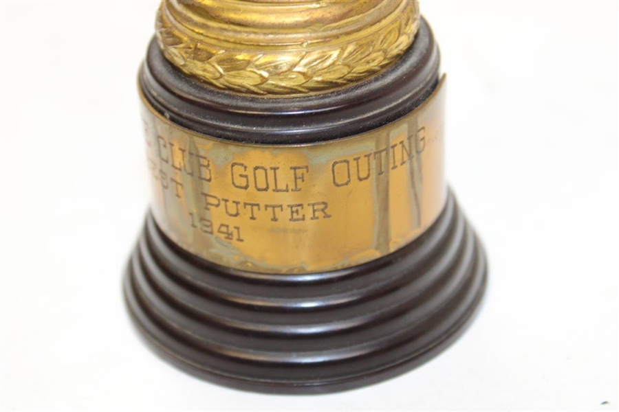 WWII Era Best Putter Gold Colored Golf Ball Trophy Holtite Golf Club