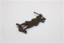 Circa Late 1800's Early 1900's Sterling Silver Female Golfer Pin