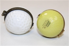 Pair Of Vintage Porcelain Golf Ball Pill Boxes - Limoges France