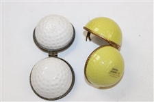 Pair Of Vintage Porcelain Golf Ball Pill Boxes - Limoges France