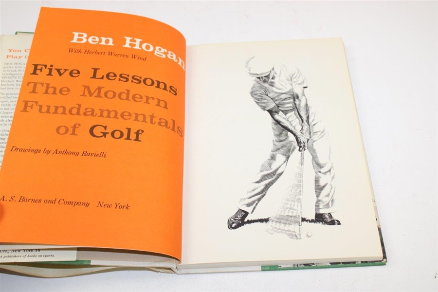 1957 1st Ed Ben Hogans Five Lessons The Modern Fundamentals Of Golf Book With Water Stain Of Dust Jacket