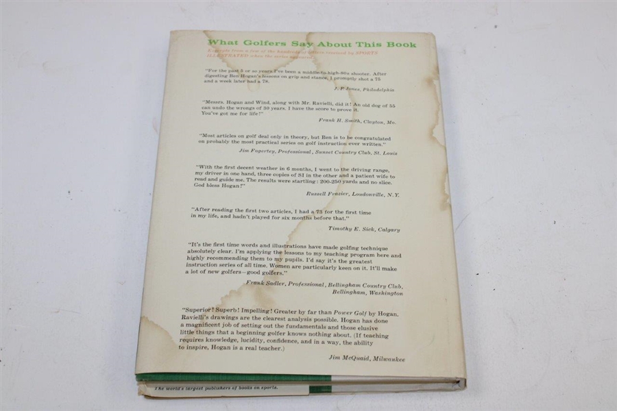 1957 1st Ed Ben Hogans Five Lessons The Modern Fundamentals Of Golf Book With Water Stain Of Dust Jacket