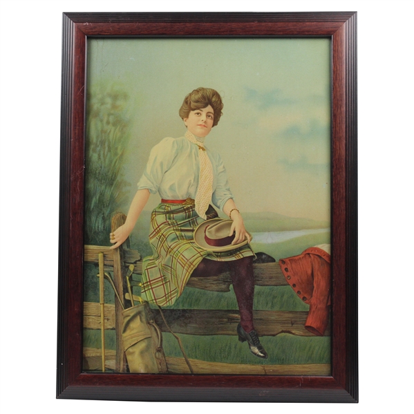 Circa 1910 Uncommon Lady Golf Print 