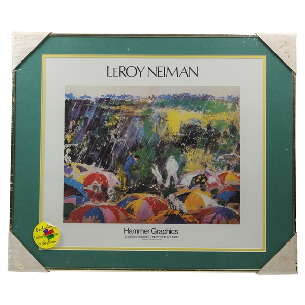 LeRoy Neiman Hammer Graphics 'Arnie in the Rain' Exclusive Reproduction Print - Sealed In Plastic - Framed