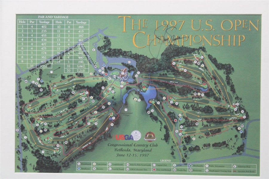 Jack Nicklaus Signed 1997 US Open at Congressional Course Map - Framed JSA ALOA