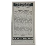 1931 Walter Hagen W.A. & A.C. Churchman Cigarettes No. 20 Prominent Golfers Card
