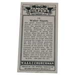1927 Walter Hagen W.A. & A.C. Churchman Cigarettes No.14 Famous Golfers Card