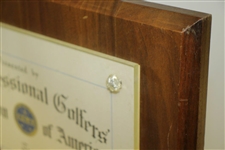 Paul Hahn's 1965 Lifetime Achievement Plaque Award Presented by the PGA Golf Writers