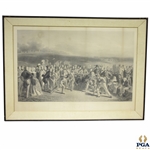The Golfers A Grand Match Print Engraved by Charles E. Wagstaff - Framed