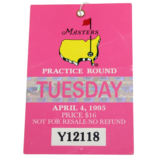 1995 Masters Tournament Tuesday Ticket #Y12118 - Tiger Woods Masters Debut