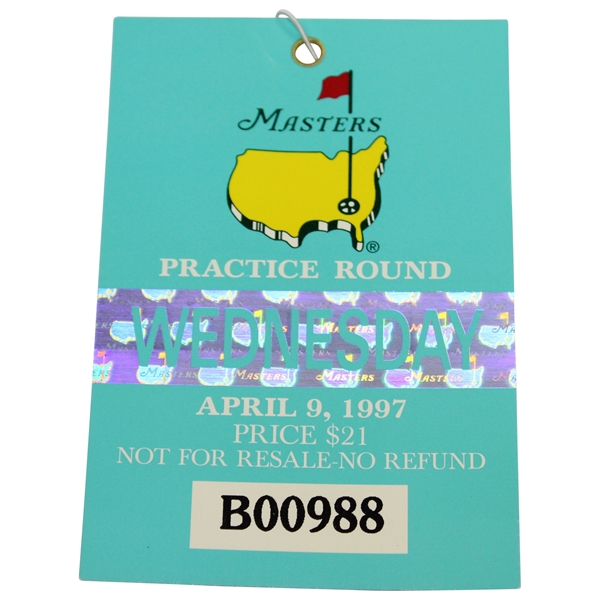 1997 Masters Tournament Wednesday Ticket #B00988 - Tiger Woods' First Masters Win