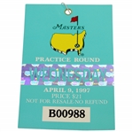 1997 Masters Tournament Wednesday Ticket #B00988 - Tiger Woods' First Masters Win