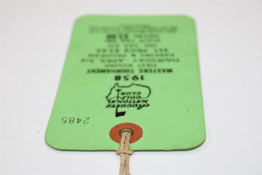 1958 Masters Tournament THURSDAY Ticket #2485 - Arnold Palmer 1st Masters Win
