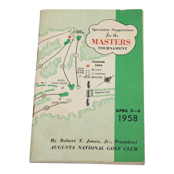 1958 Masters Tournament Spectator Guide - Arnold Palmer Winner