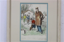 Frank Reynolds Original Lady Golfer...Always Makes Me feel… Pen & Ink Watercolor - Framed