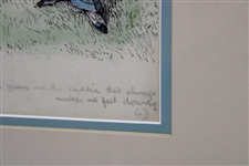 Frank Reynolds Original Lady Golfer...Always Makes Me feel… Pen & Ink Watercolor - Framed