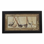Golf Themed Clubs & Irons with Golf Balls Illustration - Framed