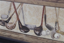 Golf Themed Clubs & Irons with Golf Balls Illustration - Framed