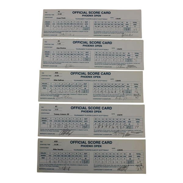 Ten (10) 1995 Phoenix Open Official Tournament Used Scorecards