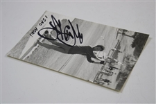Isao Aoki Signed Black & White Hitting Out of Sandtrap Photo JSA ALOA