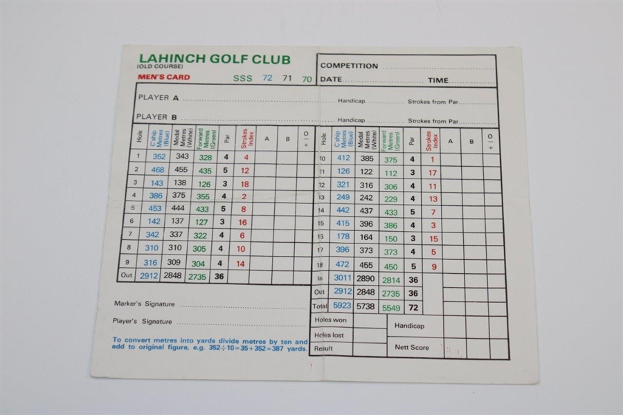 Portmarnock, Lahinch, & Ballybunion Official Course Scorecards - John Andrisani Collection