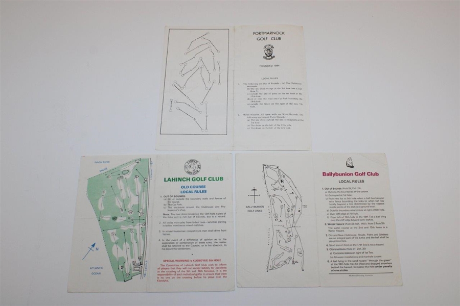 Portmarnock, Lahinch, & Ballybunion Official Course Scorecards - John Andrisani Collection