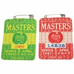 1980 & 1981 Masters Tournament SERIES Badges #28091 & 14838 - Seve & Watson Winners