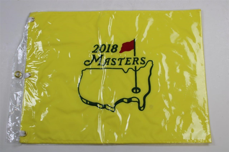 Three (3) 2018 Masters Tournament Embroidered Flags - Patrick Reed Winner