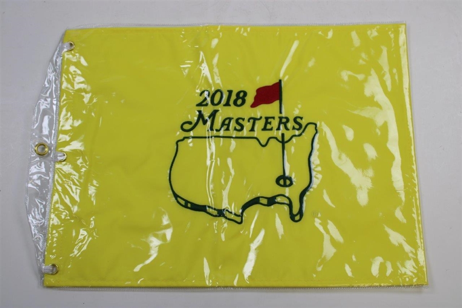 Three (3) 2018 Masters Tournament Embroidered Flags - Patrick Reed Winner