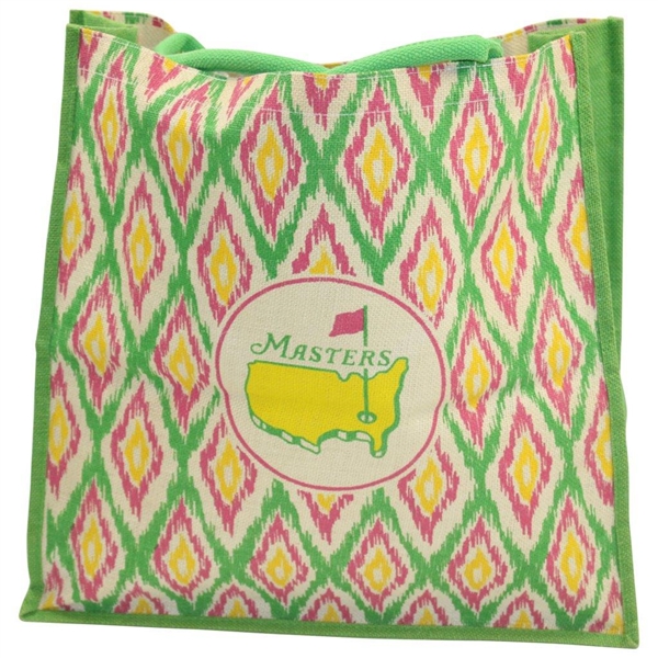 Masters Tournament Circle Logo Green/Pink/Yellow Jute Bag